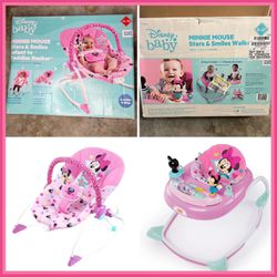 New Minnie Mouse Bouncer And Walker Set