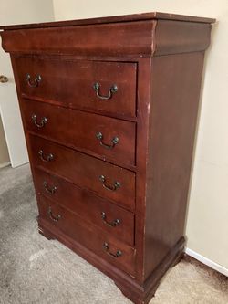 Wood 5-Drawer Tall Dresser