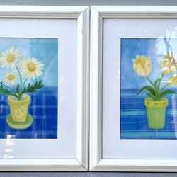 Two White and Yellow Flower Prints