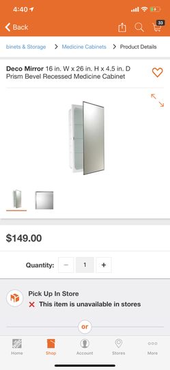 Deco Mirror 16 in w x 26 in H x 4.5 in D Prism Bevel Recessed Medicine Cabinet