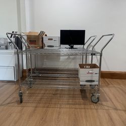 Chrome, mobile shelving from uline