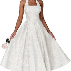 Womens White Haltered Dress 