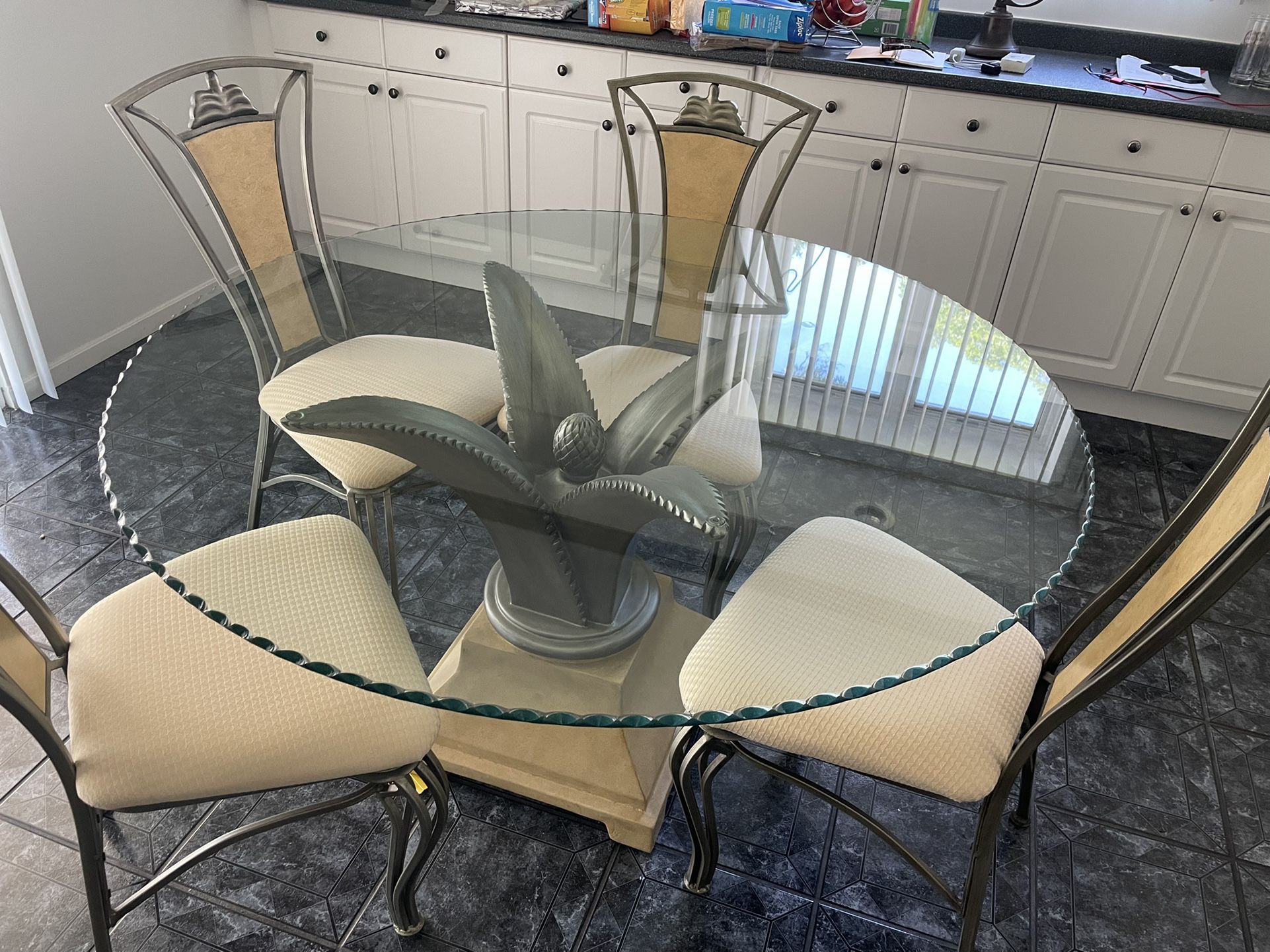 Glass Kitchen Table with 4 Chairs