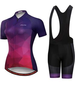 Women's Cycling Jersey ( Short Sleeve and Summer Bib Padded Cycling Shorts) SIZE XL