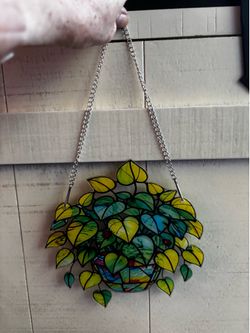 Cute green plant hanging suncatcher