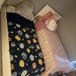 2-Twin Beds, 4-Pull Out Drawers To Go Under The Bed & 1-Pull Out Trundle (No Mattresses Included)