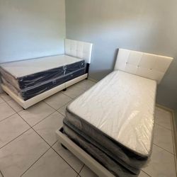 Twin Bed Set Whole Set 2 BED + 2 MATTRESS + 2 BOXSPRING FREE DELIVERY 
