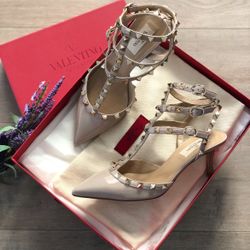 Valentino Rockstud Strappy Pointed Toe Pump