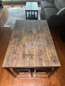 45 inch Gray Table w/ 2 benches