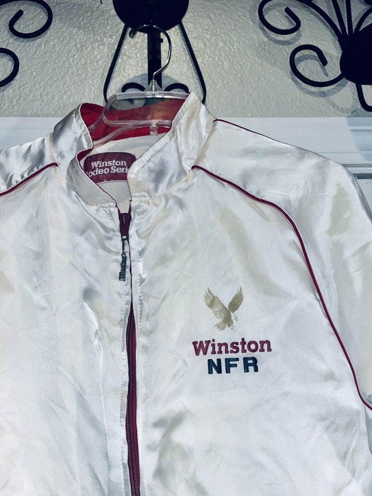 SIZE M/L: SATIN 1986 Winston National Finals Rodeo NFR Las Vegas NV:PROFESSIONAL RODEO COWBOYS ASSOCIATION ! Jacket Just Washed Near Mint Condition !
