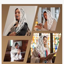 Triangle Lace Mantilla Veil Tulle Scarf Covering Church Veil for Mass Wedding Bridesmaids