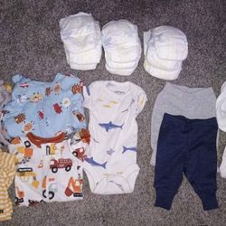Premie Clothes And Diapers 