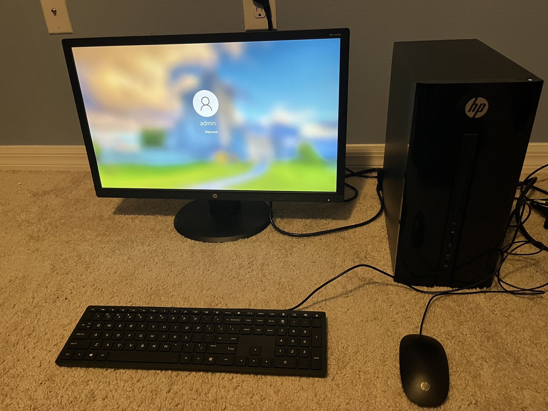 HP Desktop Tower 251-a244 W/ 24” HP LED Monitor Plus Mouse/Keyboard