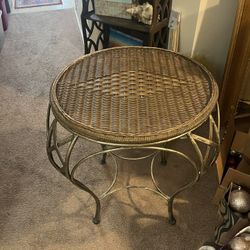 Glass Wicker Table