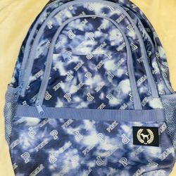 New Victoria Secret PINK Collegiate Laptop Backpack Blue Tye Dye 