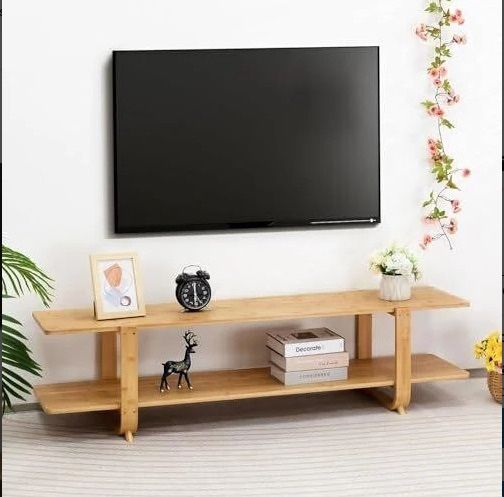 HollyHOME Bamboo TV Stand with Storage