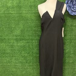 maeve by anthropologie Black One Shoulder Dress Size 8P Fits Like A Regular L
