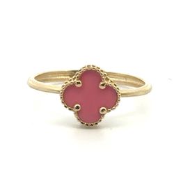 Woman’s Ladies 14k Yellow Gold Pink Clover Ring Size 7 GP3130222