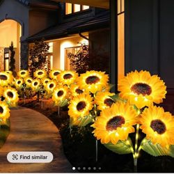 2pcs Solar LED Sunflower Garden Lights, Realistic Night Glow for Yard, Lawn, Patio and Porch Decoration, Waterproof IP65, Energy Efficient Outdoor Lig