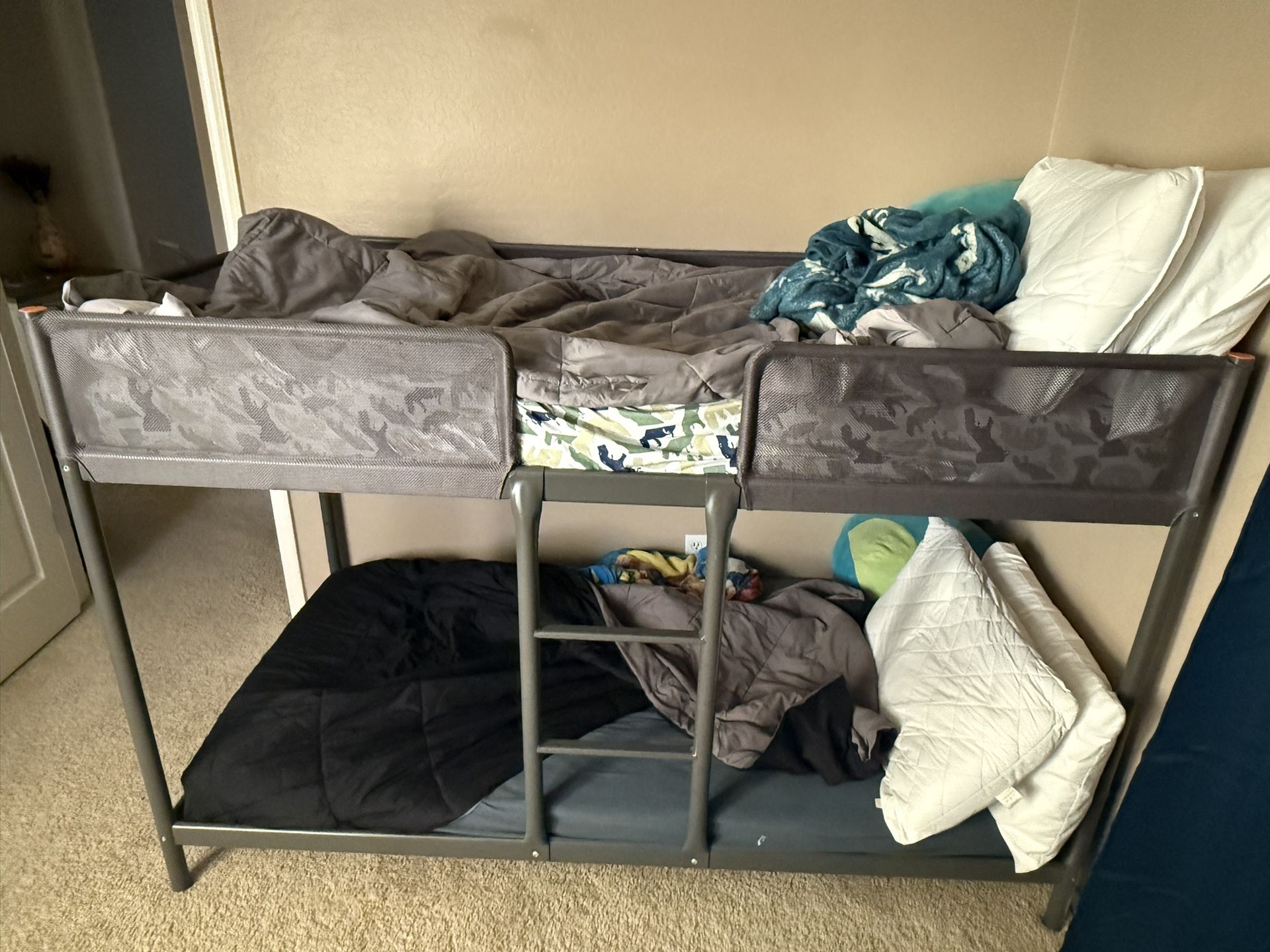 IKEA TUFFING Bunk bed frame, dark gray, Twin