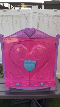 Selling pink doll cabinet, 22x18.5x9.5 inches.