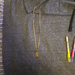 18k Gold Plated Mother Mary Pendant And Chain