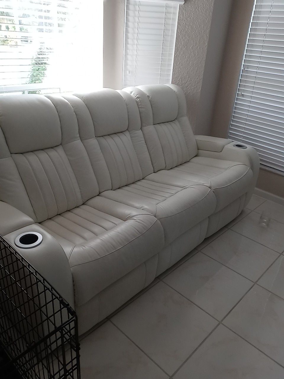 Beautiful Leather White Couch