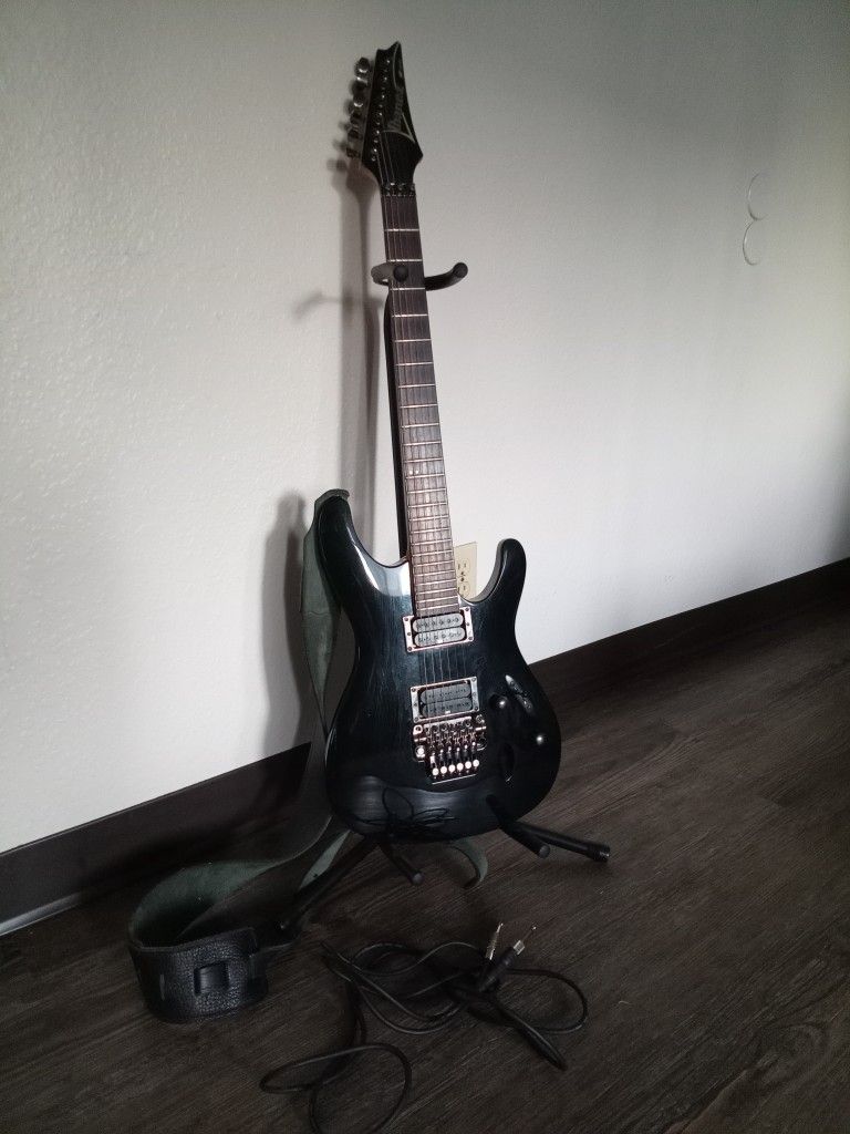 Ibanez S420 Black Electric Guitar With Strap And Stand