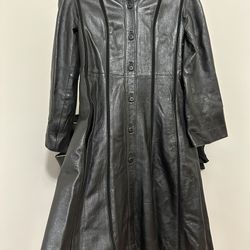 Black Leather Vintage Coat Dress