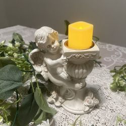 Beautiful White Resin Angel With Tea-light  For You Or Someone Special On Valentines Day