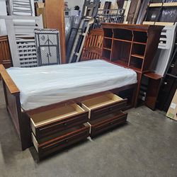 Twin captains bed and mattress