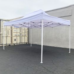 $155 (New) Heavy-duty 10x15 ft outdoor ez pop up canopy party tent instant shades w/ carry bag (white, blue)