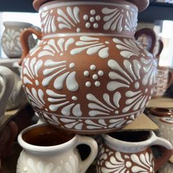 Olla Blanca Grande Estillo Cielito Lindo 