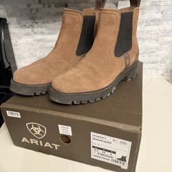 Womens Ariat Boots Booties Ankle Boots Brown Suede Leather Size 8.5 Waterproof