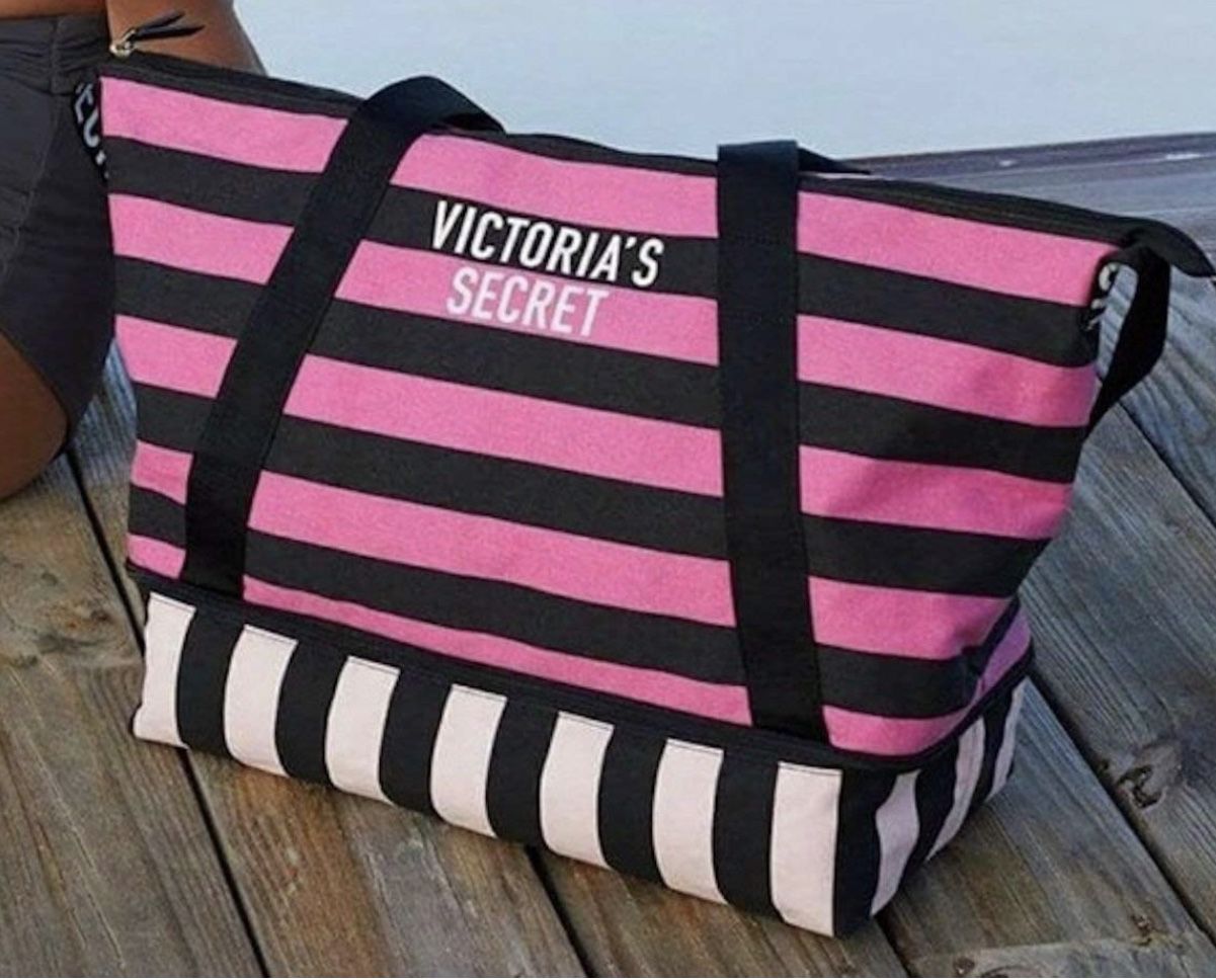 victoria secret tote bag pink and black