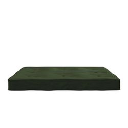 Futon Mattress with Tufted Cover and Recycled Polyester Fill, Full, Army Green 