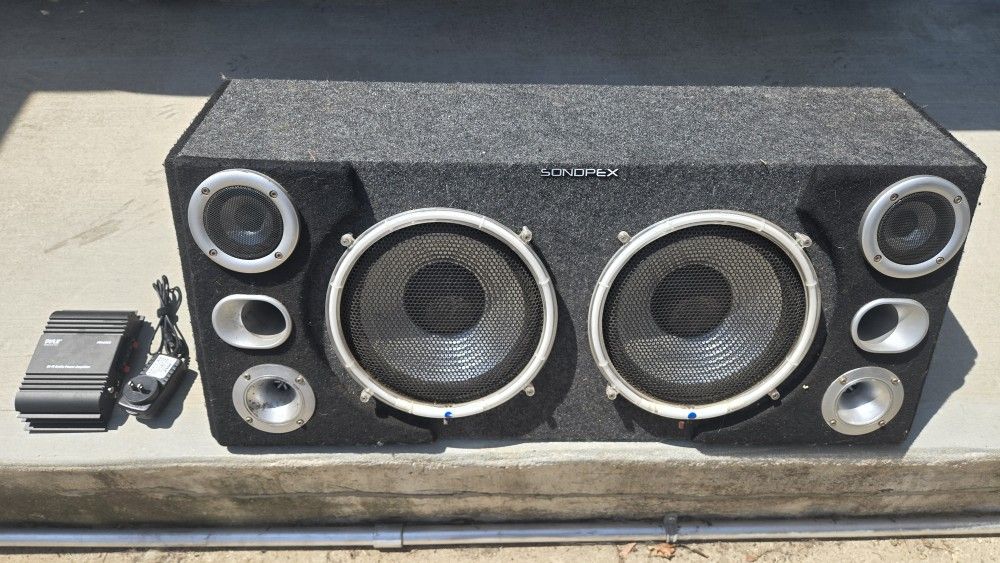 Sondpex Dual 8 Inch Speaker With Lights And 2 Channel Amplifier