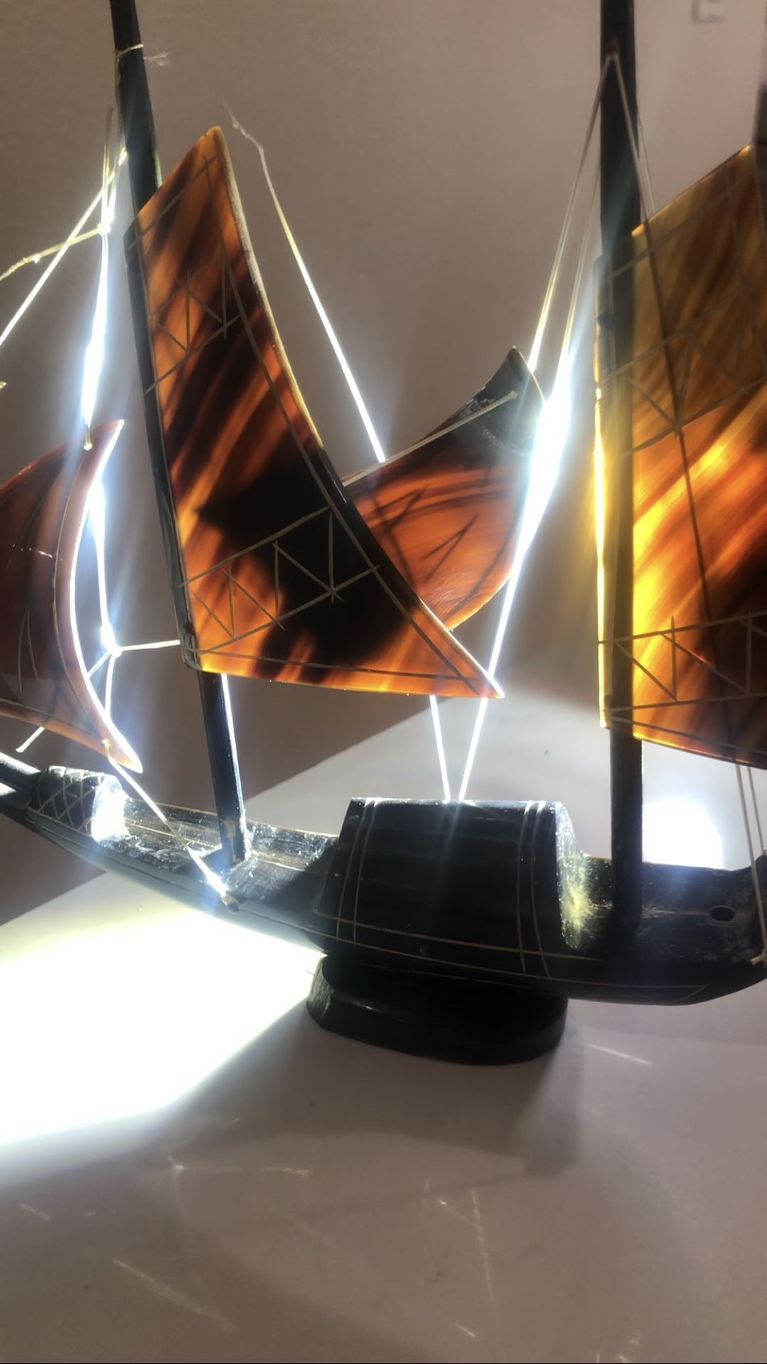 Chinese Wooden Carved Sail Boat