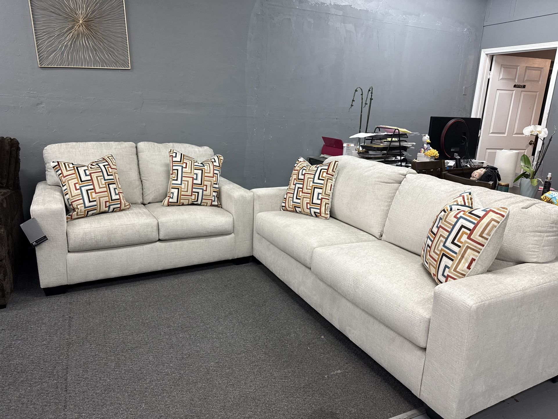 Beige Sofa & Loveseat