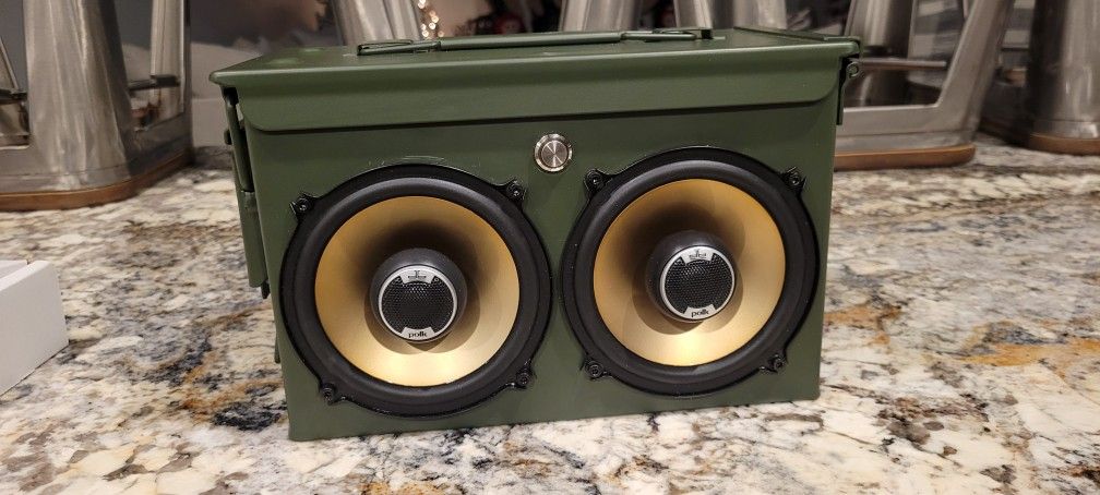 Ammo can blue tooth speaker