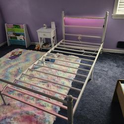Twin Bed Frame with Charging Station & LED Lights – Easy Assembly