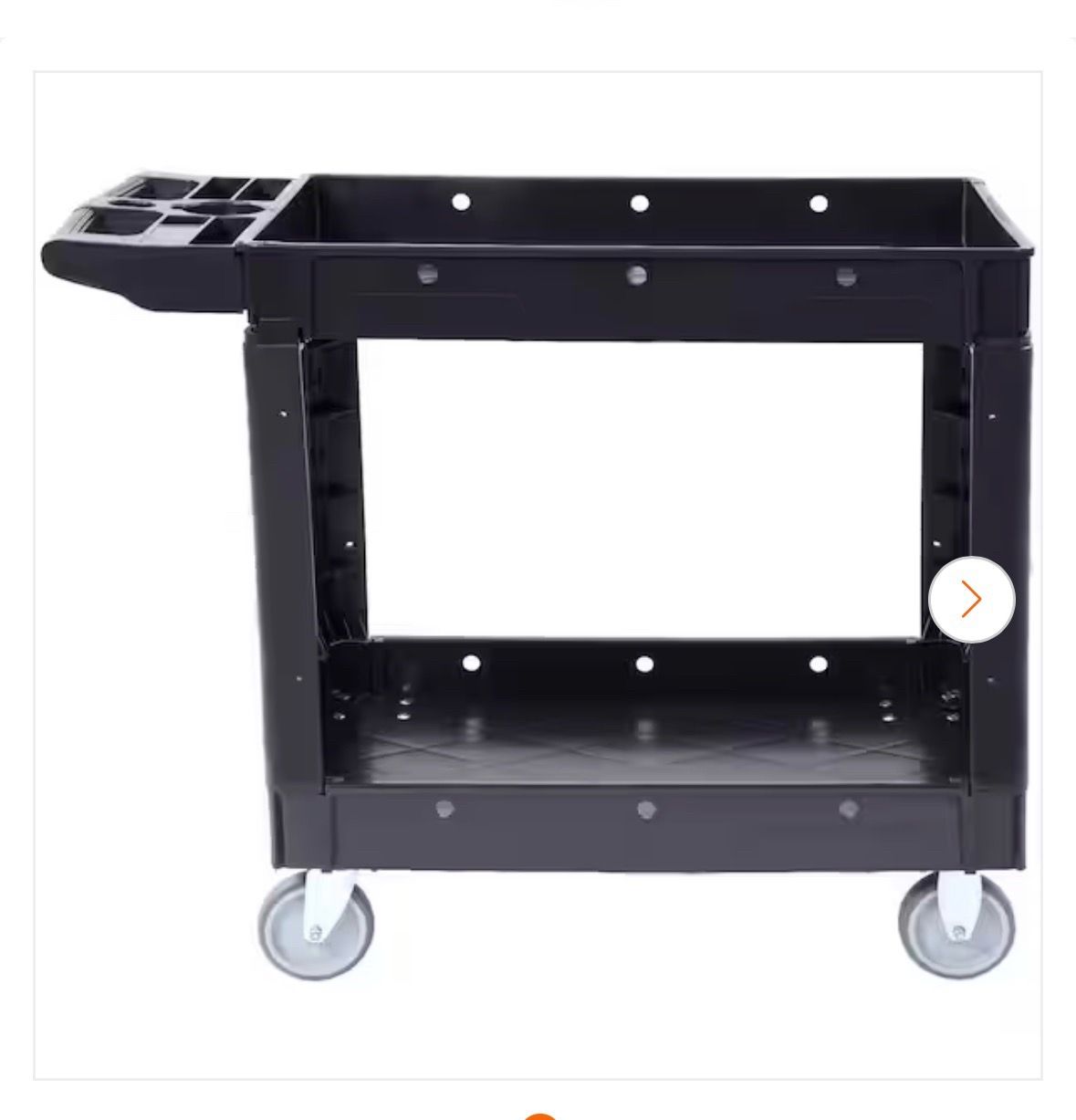 NEW IN BOX SKYSHALO Utility Service Cart, 2 Shelf 550 LBS. Heavy Duty Plastic Rolling Utility Cart, 360° Swivel Wheels, Medium Lipped Shelf