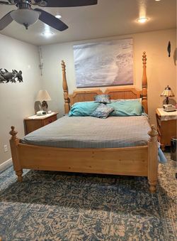 King oak bed dresser and night stands