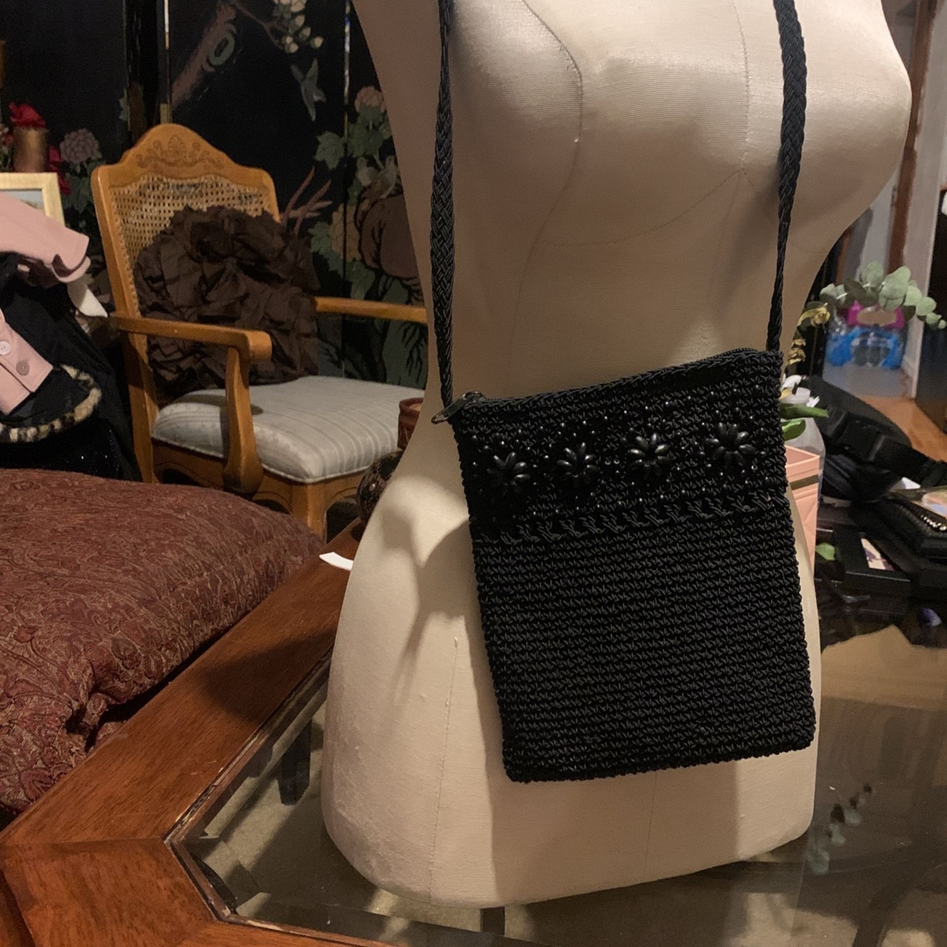 Black Knitting Long Strap Little Sak