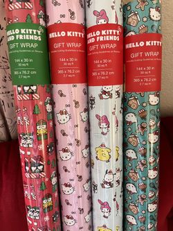 Hello Kitty And Friends Christmas/ Holiday Gift Wraps Set Of 4 New