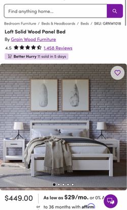Loft solid Wood Panel Bed