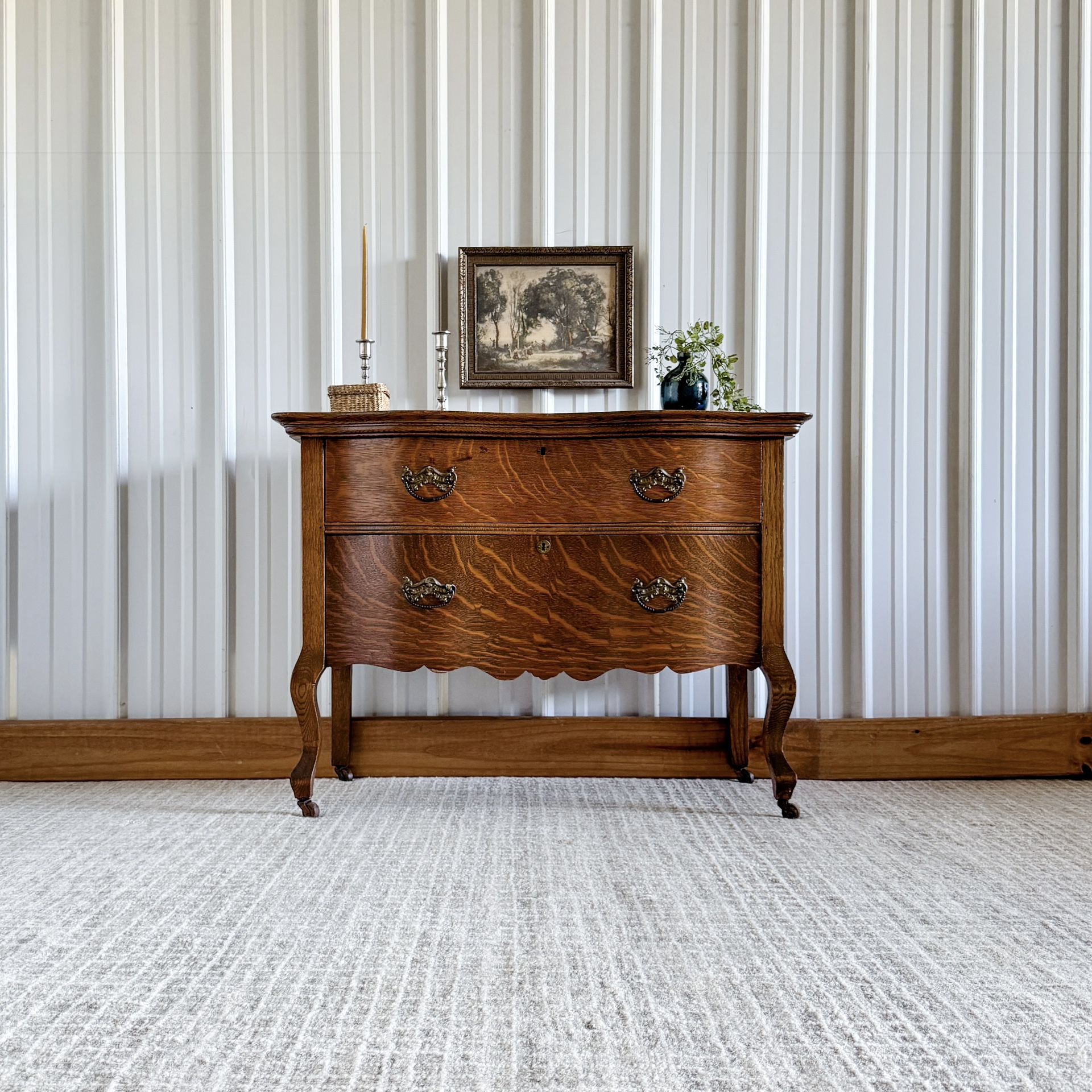 Antique Oak 2-Drawer Dresser/Chest