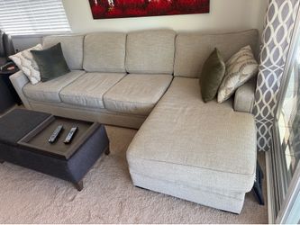 Large Light Beige L-Shaped Sectional Sofa