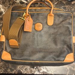 Bric’s Brown Leather Travel Bag 15 1/2” W x 12” H x 2” D