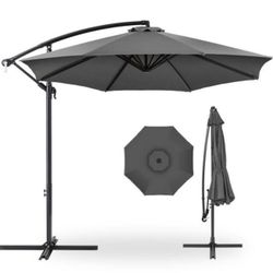10 ft. Aluminum Offset Round Cantilever Patio Umbrella with Easy Tilt Adjustment